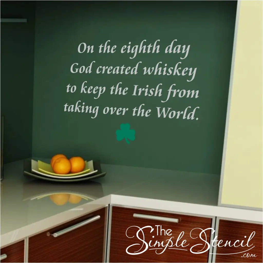 On The Eighth Day, God Created Whiskey Funny Irish Bar Decal - Thumbnail 2