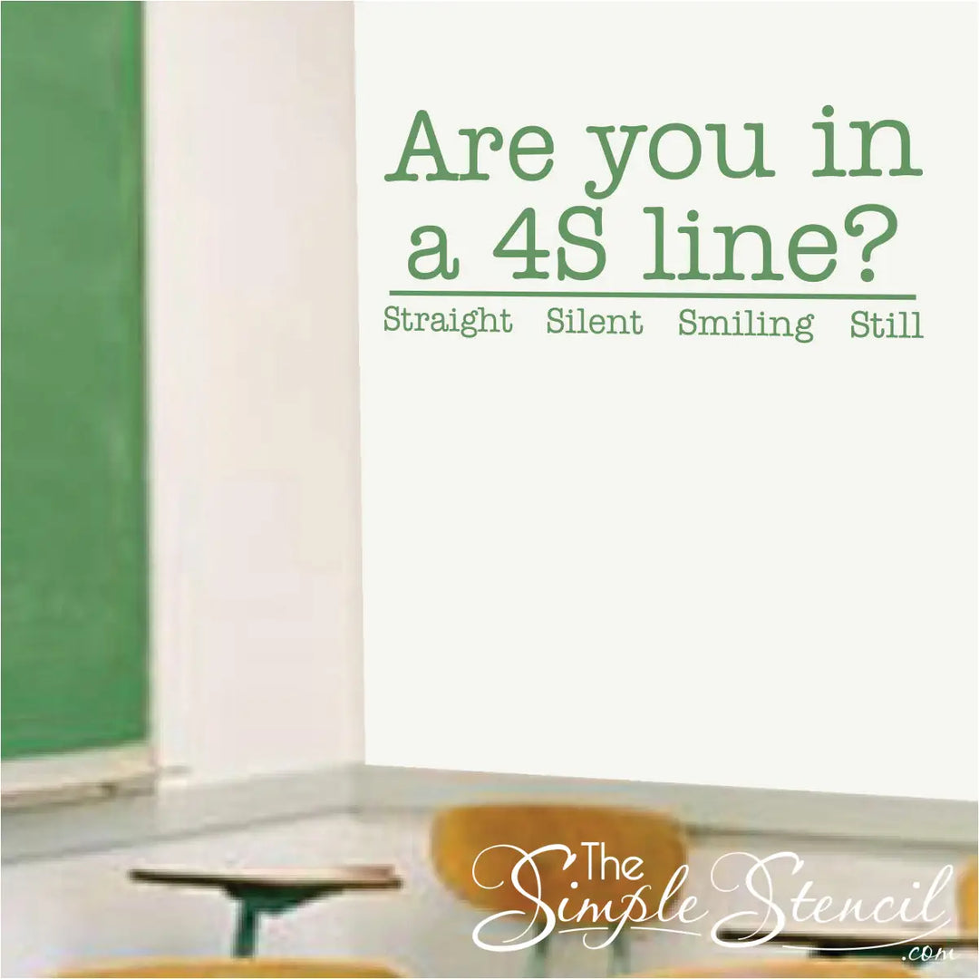 The Four's Sign Sticker Elementary School 4S LINE | Large Wall Decal For School Hallway Rules ...