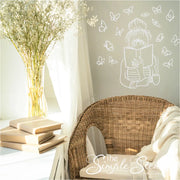 Enchanting Butterfly Reading Girl Wall Decal