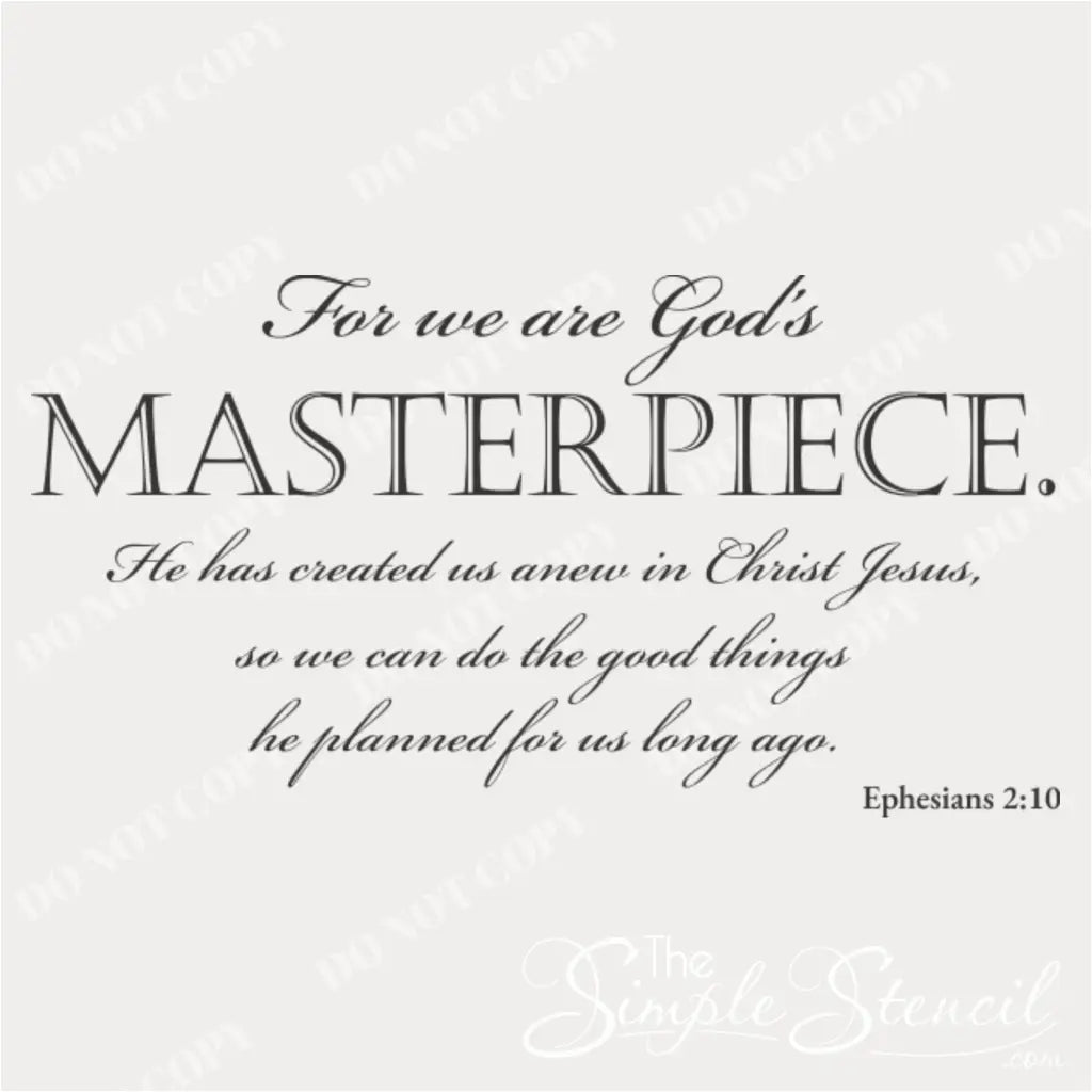 Religious wall decor Ephesians 2:10 close up
