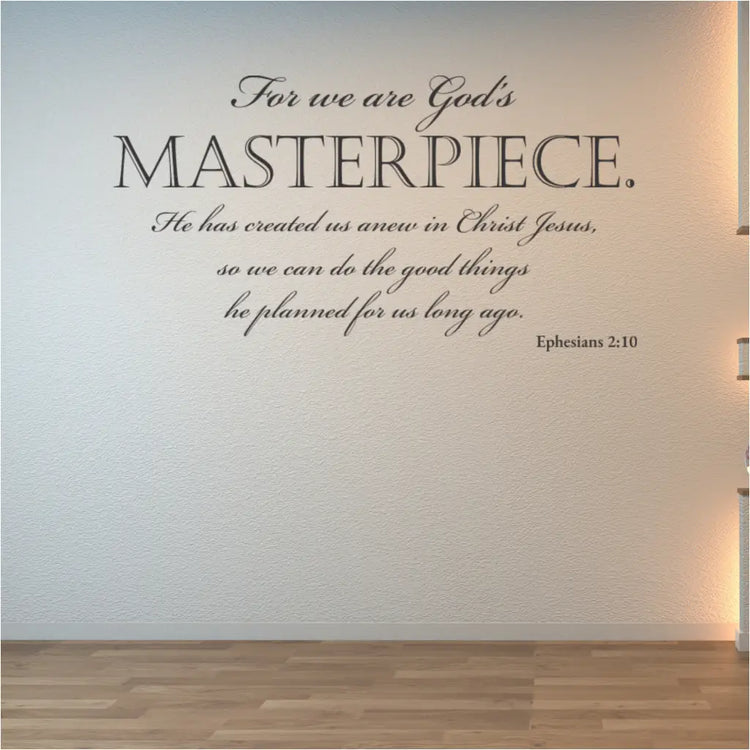Ephesians 2:10 NLT wall decal on church wall 