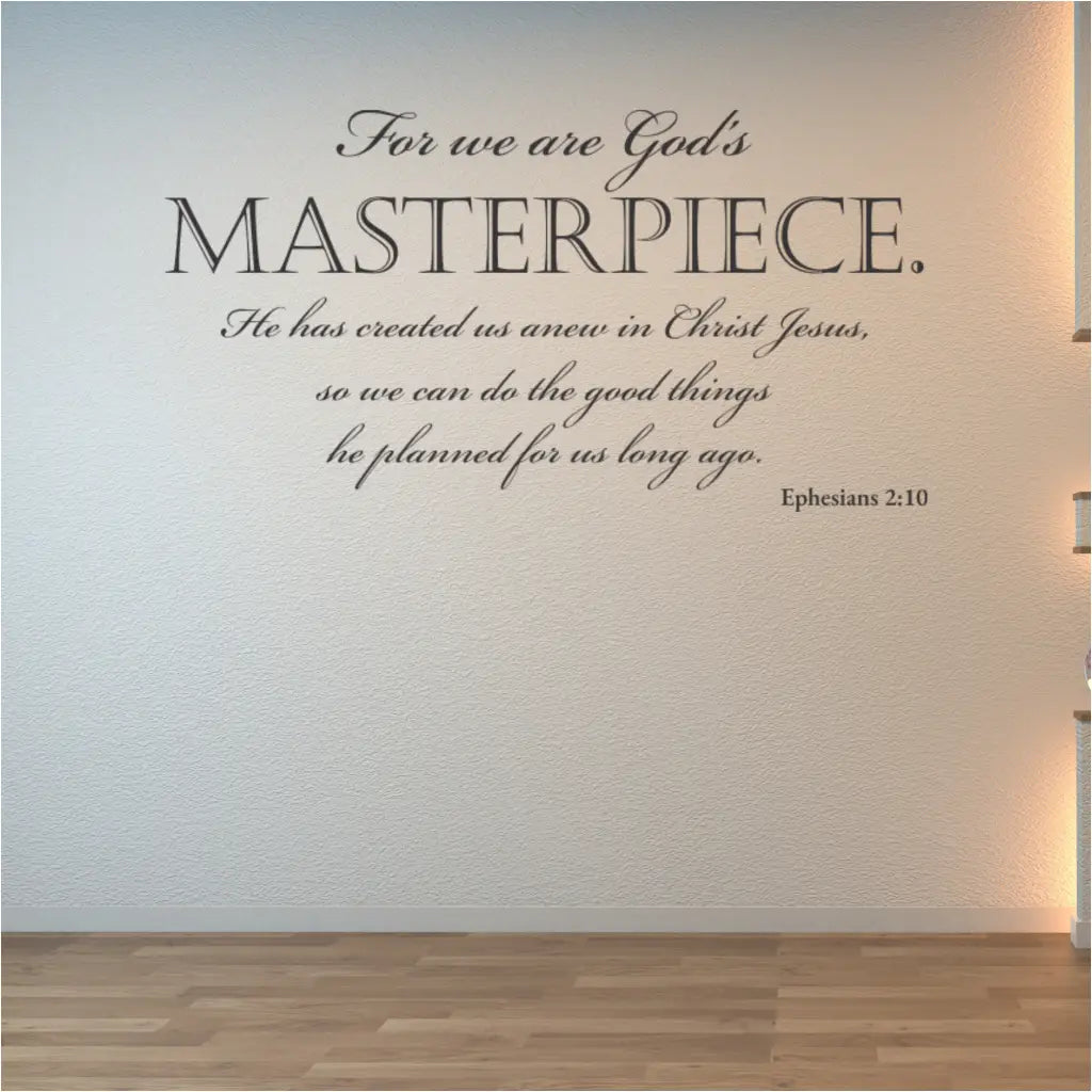 Ephesians 2:10 NLT wall decal on church wall 