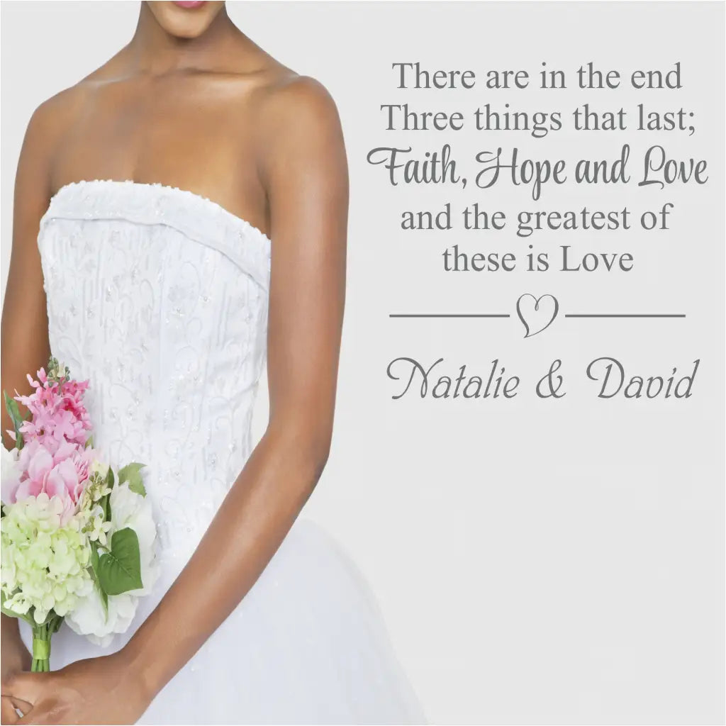 Faith Hope and Love Personalized Wedding Decal Sign