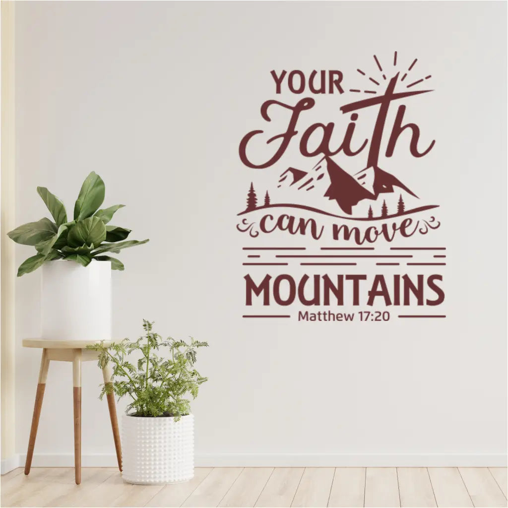 Mountain and cross wall decal: Faith-based vinyl art