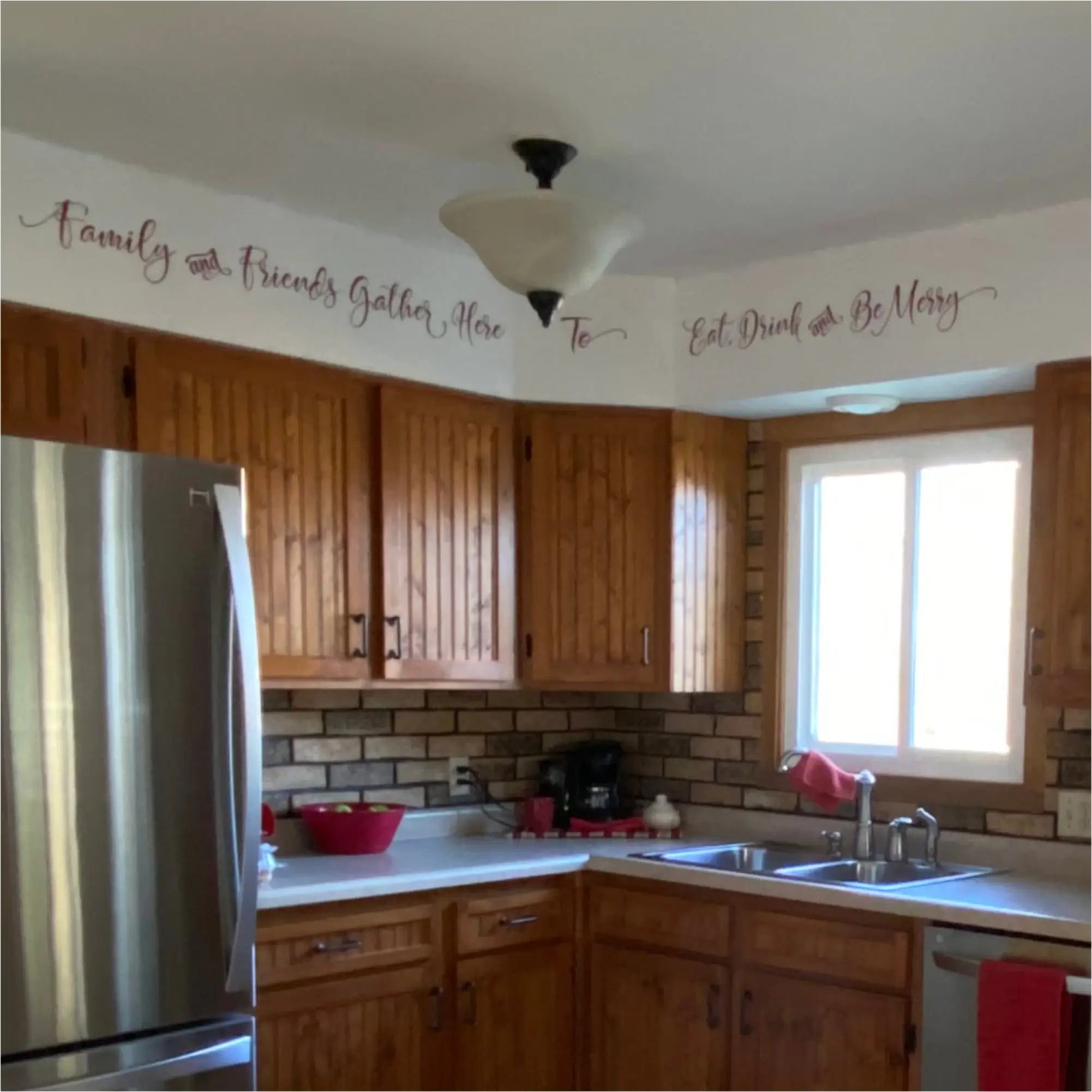 Family And Friends Gather Here To Eat Drink And Be Merry | Wall Decal Stencil