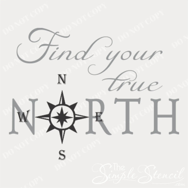 Close-up of the "O" in "NORTH" as a compass on the "Find Your True NORTH" decal, highlighting the unique design element and intricate details.