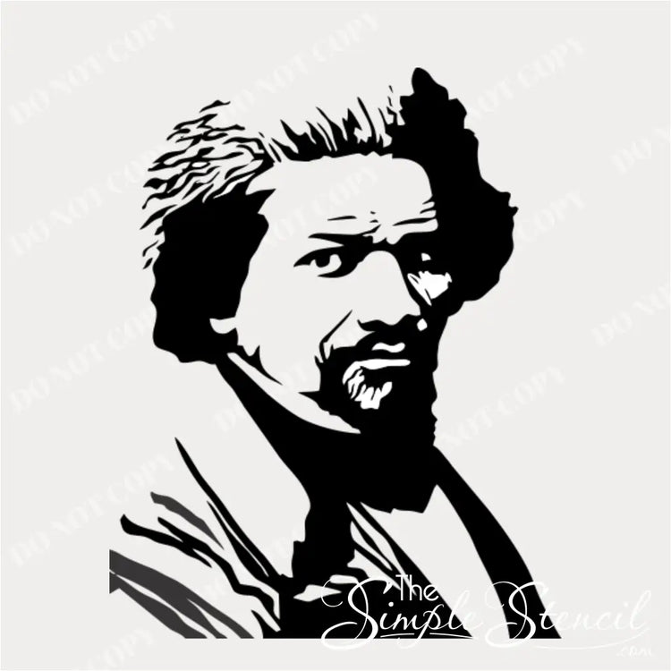 A high-contrast black vector graphic of the Frederick Douglass silhouette portrait for vinyl cutting.