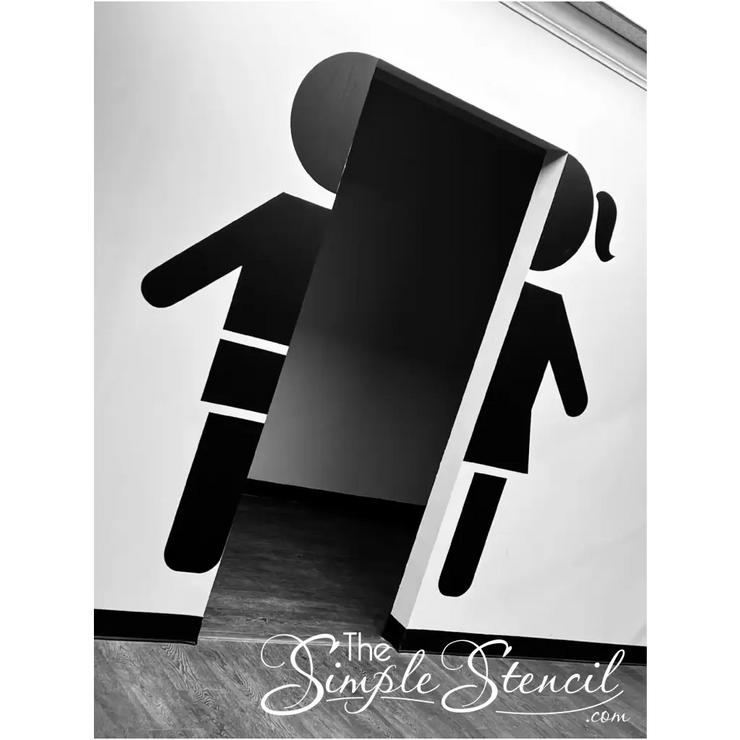 Girl & Boy Restroom Door Decal Stencils | No Read Bathroom Sign