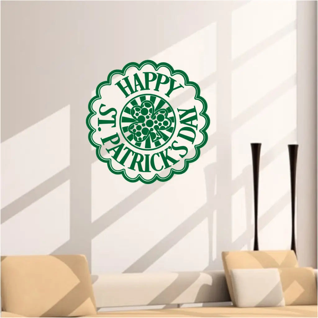 Happy Saint Patricks Day Circle - Removable Wall Decal