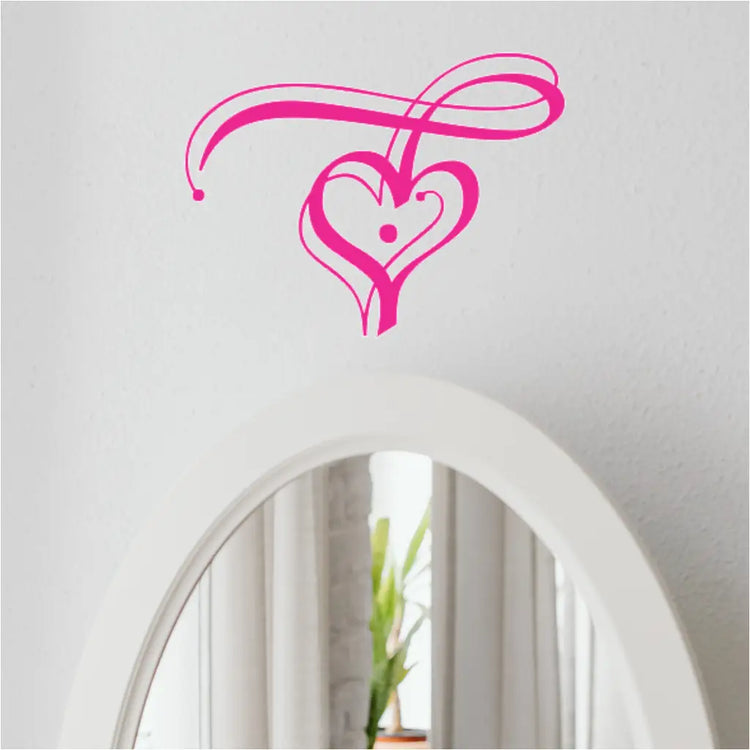 Romantic heart vine decal on a bedroom wall over girl's mirror