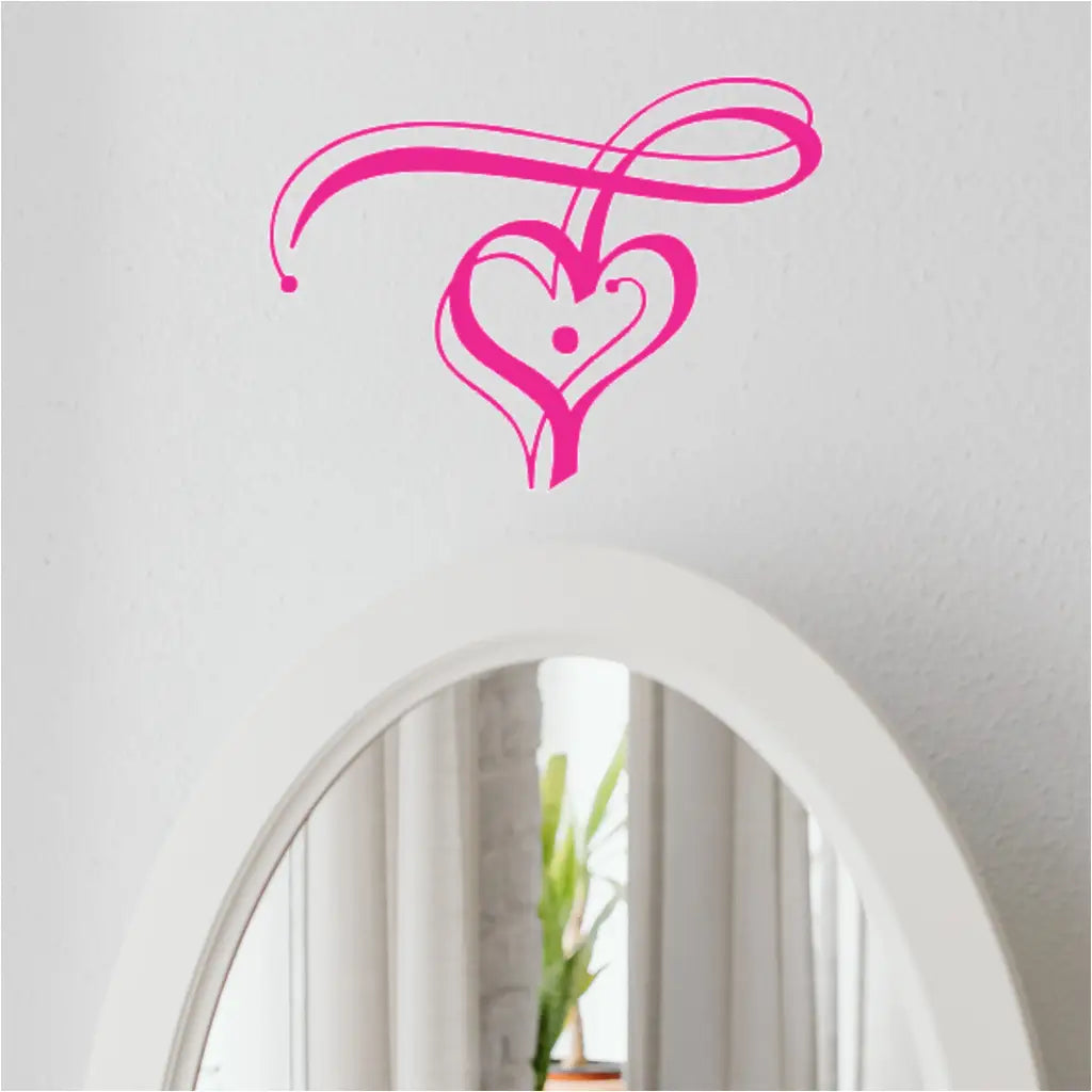 Romantic heart vine decal on a bedroom wall over girl's mirror