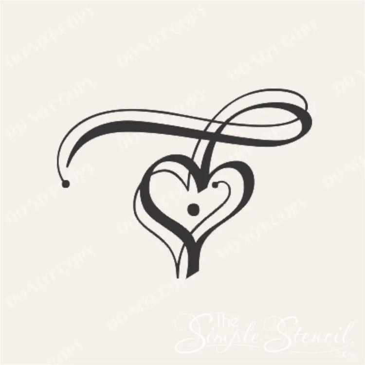 Close-up of a black heart flourish wall decal