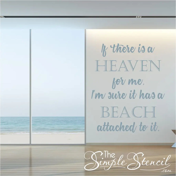 Large beach inspired quote by Jimmy Buffett wall decal beach home decor by The Simple Stencil reads: If there is a heaven for me, I&