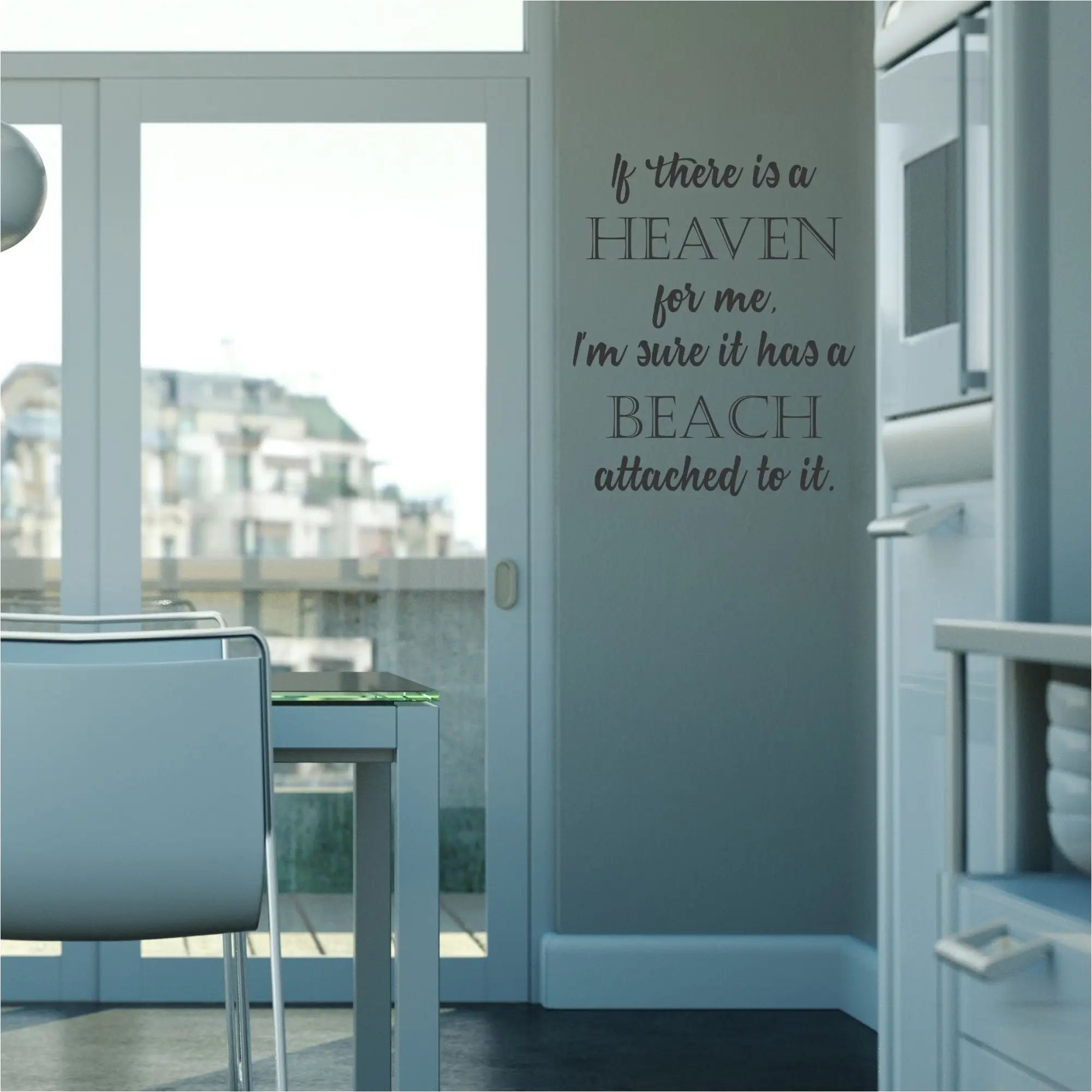 If there is a heaven for me, I'm sure it has a beach attached to it. Jimmy Buffett quote wall decal art for your summer beach home by The Simple Stencil
