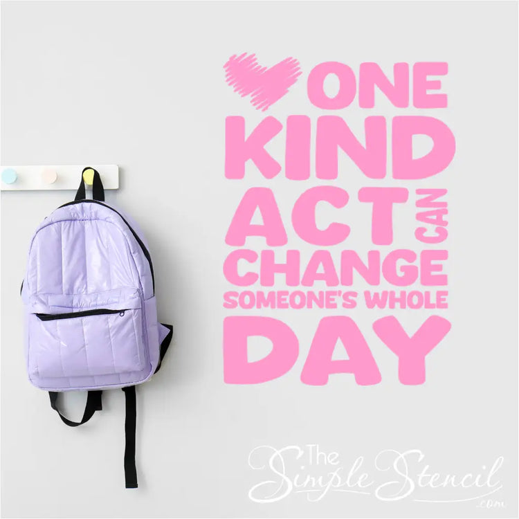 Kindness Wall Art: A close-up of the "One Kind Act" wall decal, highlighting the vibrant colors and detailed design.