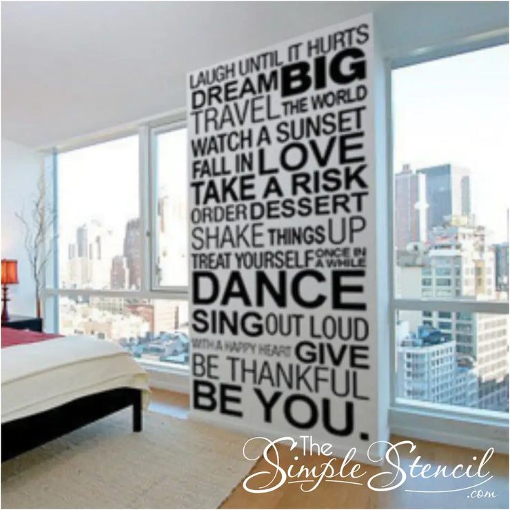 A large vinyl wall decal to inspire while adding visual interest to an entire wall or just a small space. Perfect decor for teen rooms, home office, etc. 