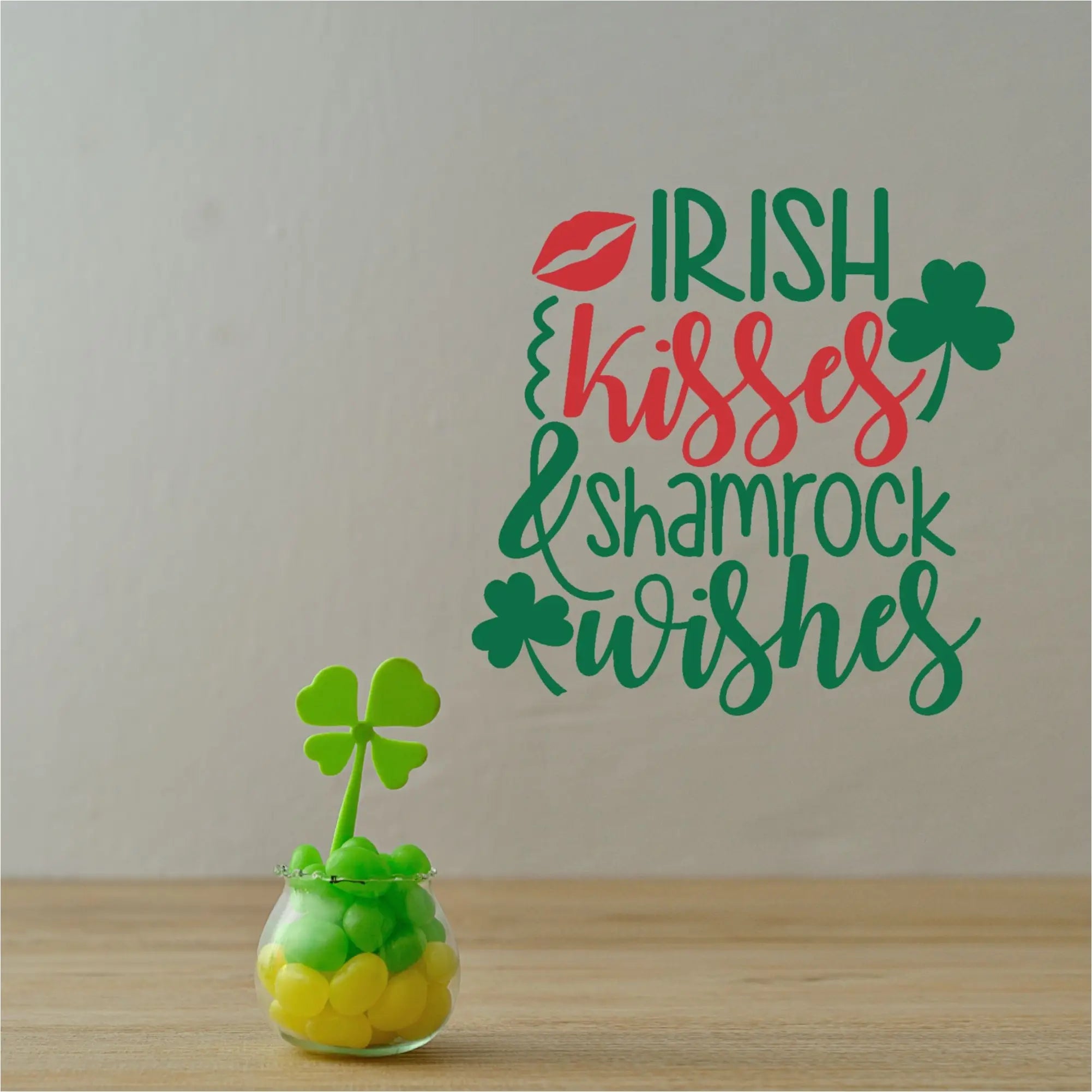 Irish Kisses And Shamrock Wishes Wall Decal Sticker
