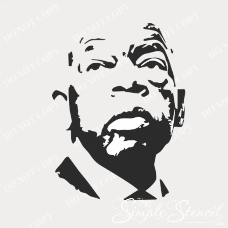 High-contrast black vinyl silhouette portrait graphic of Civil Rights leader John Lewis intended for wall or surface application.