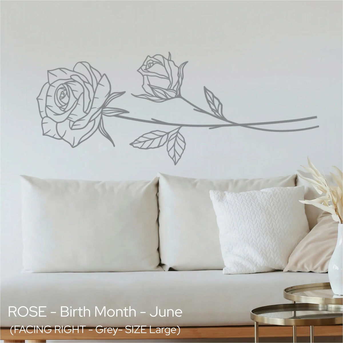 Rose Wall Lettering | June Birth Flower Decal | The Simple Stencil