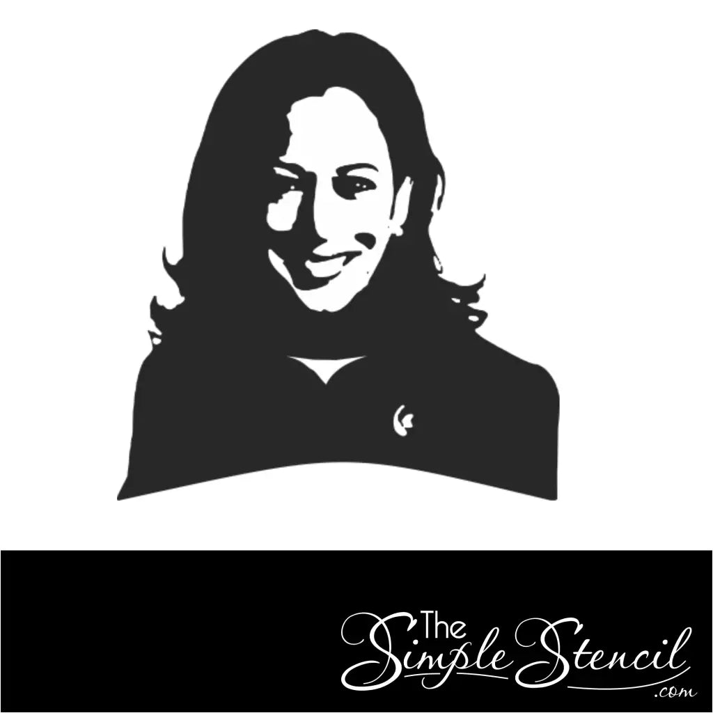 close up of a silhouette wall decal of Kamala Harris