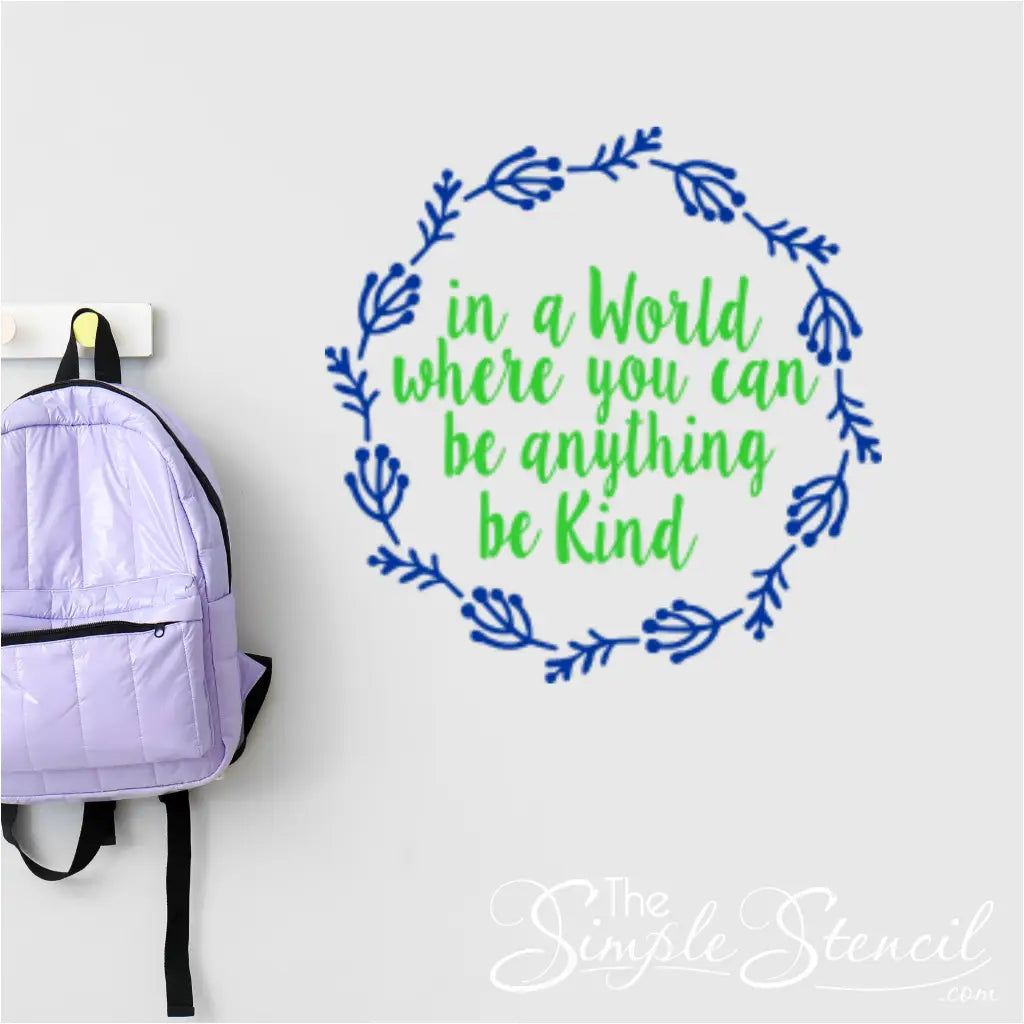 "Be Kind" dandelion wall decal in a classroom, promoting a positive learning environment and kindness.