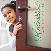 Kindness begins with me. - Cute vinyl wall or classroom door decal to promote kindness among students in the classroom or wherever it's placed. Perfect decor for Bullying Prevention Month in October.