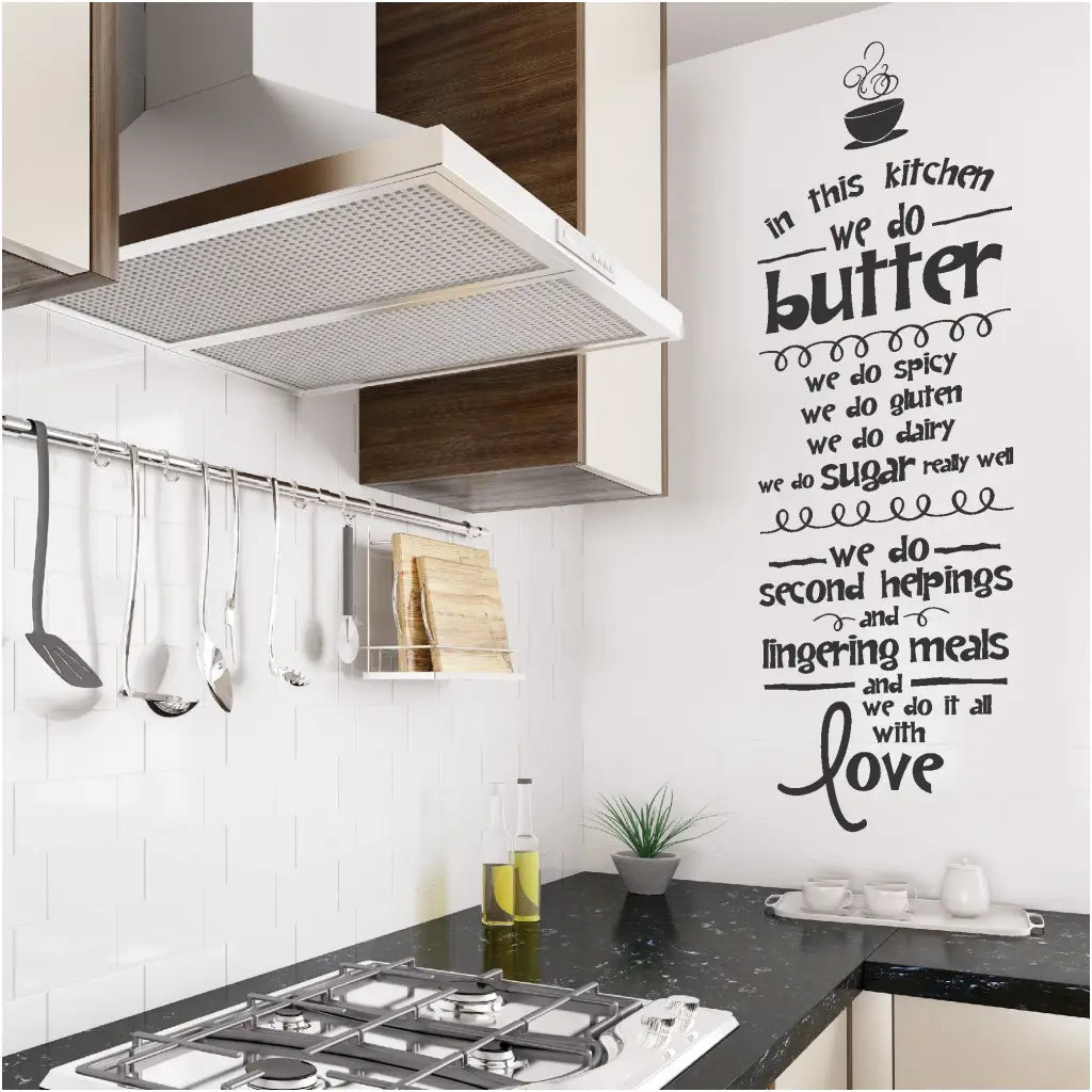 In This Kitchen We Do It All With Love | Wall Decal Stencil Art