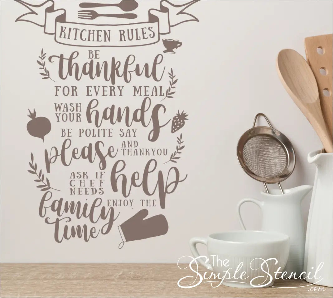 Kitchen Sign Stencils Kitchen Themed Stencils On Tea Towels & Wooden