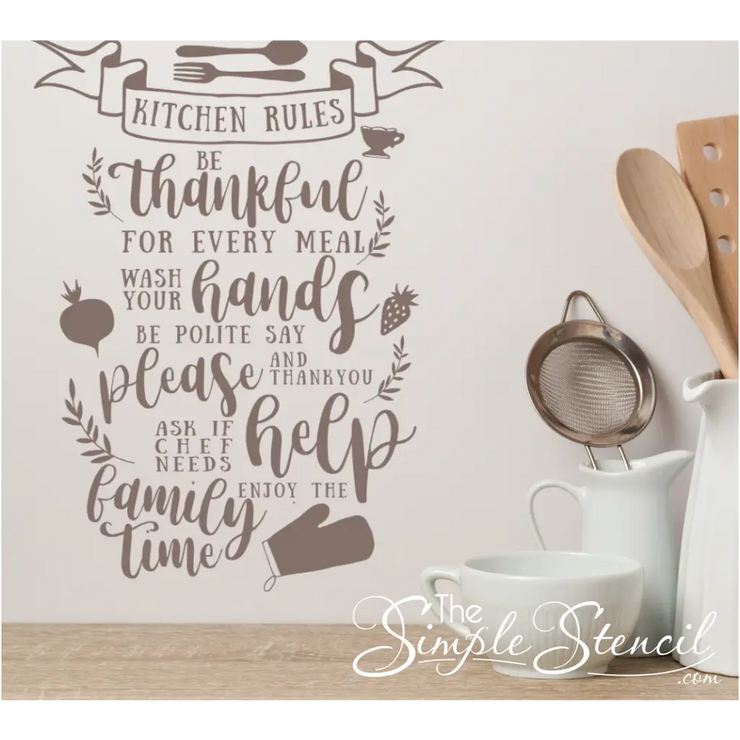 Kitchen Rules | Wall Decal Sign Simple Stencils