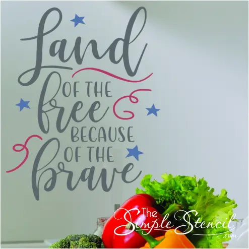 The Simple Stencil Land Of The Free Because Of The Brave Wall Decal - Thumbnail 3