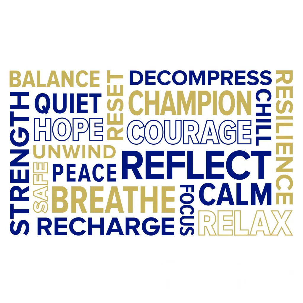 Close up of large positive affirmation wall decals to be used in lounges, hallways, etc.