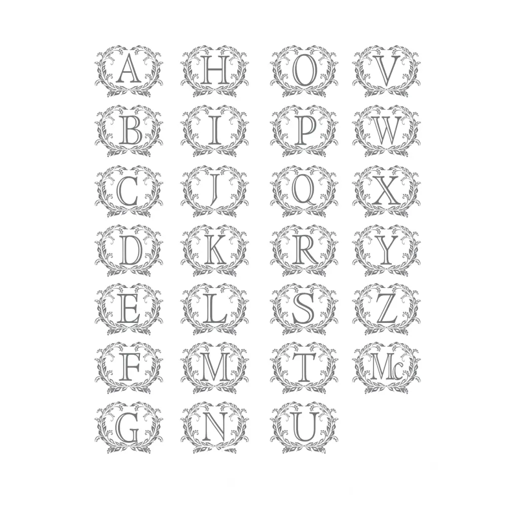 Laurel Wreath Wall Monogram Decal - Thumbnail 3