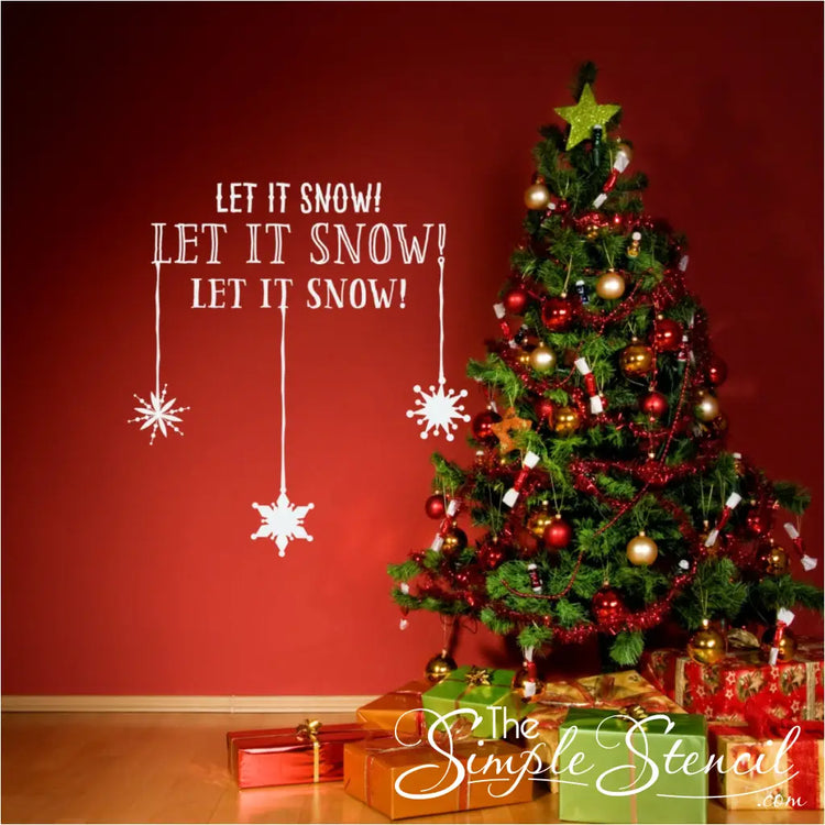 Let It Snow Vinyl Wall & Window Decal With Falling Snowflakes