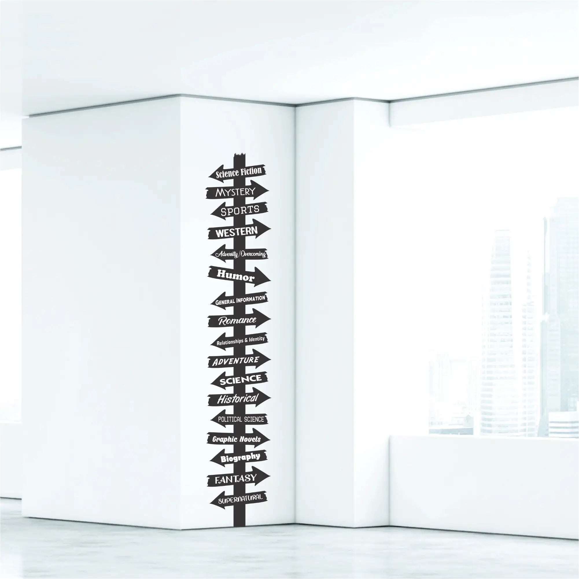 Library Genre Destination Sign Decal