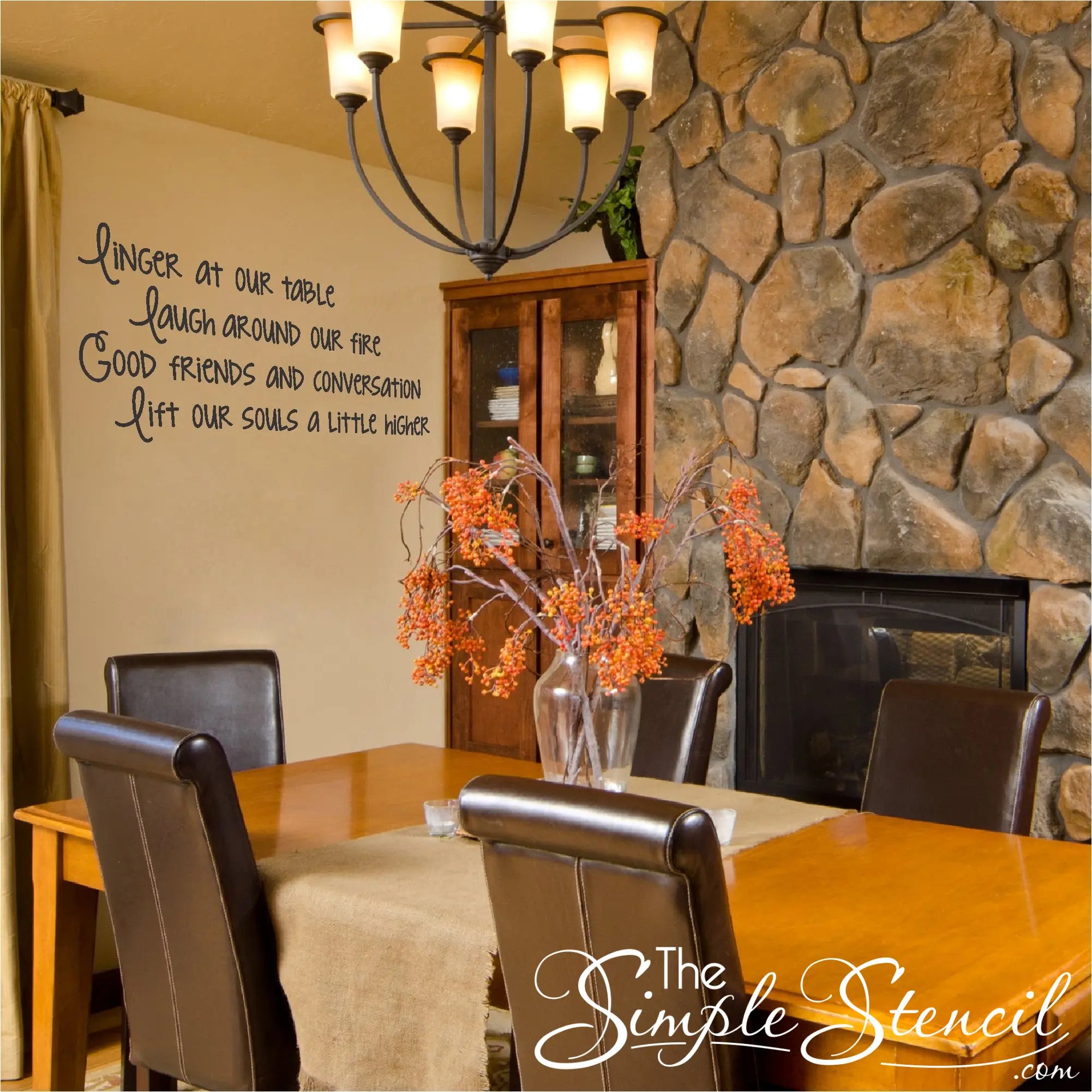 The Simple Stencil Linger At Our Table Wall Quote - Thumbnail 4