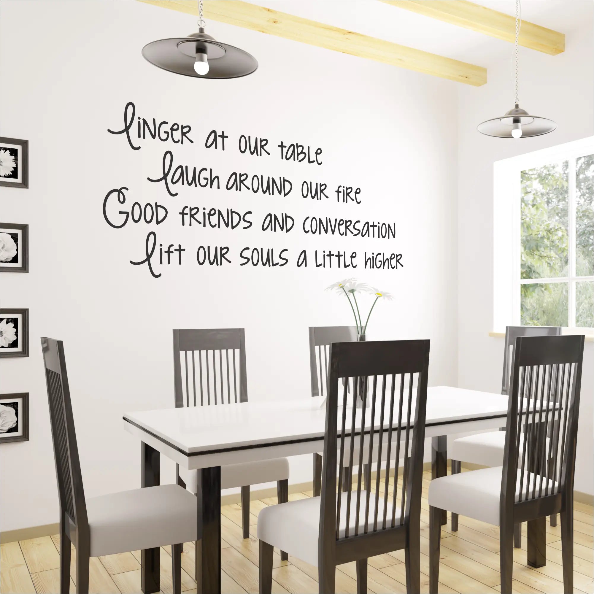 The Simple Stencil Linger At Our Table Wall Quote