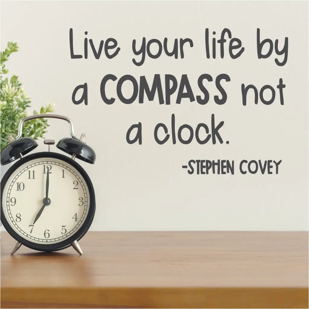 Live Your Life By A Compass Not Clock - Stephen Covey | Inspiring Wall Decor
