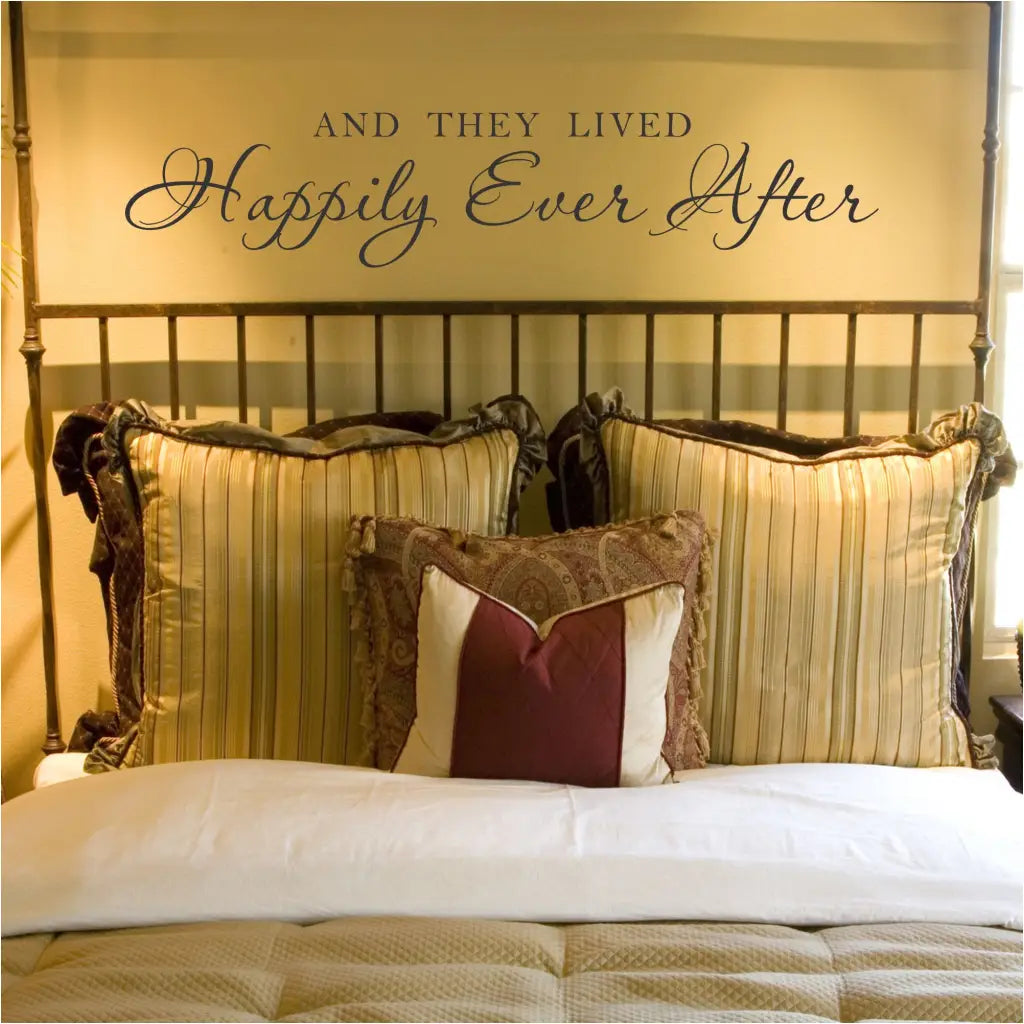 And they lived happily ever after - A sweet master bedroom wall decoration by The Simple Stencil that is applied easily in your choice of color but removable when ready to change. 