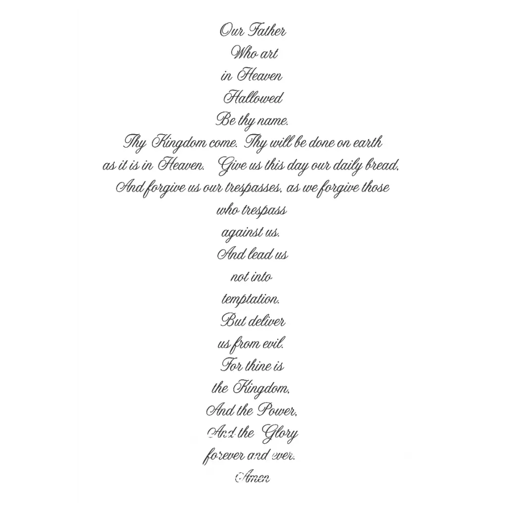 Lords Prayer Cross Wall Decal Art | Large Religious Decor