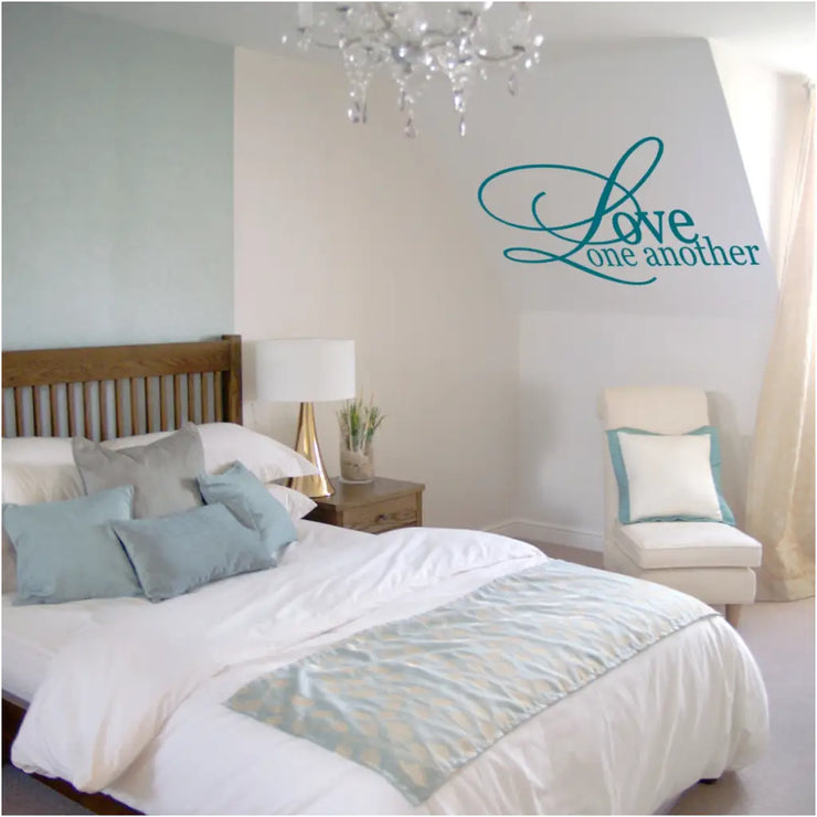 Love one another, a vinyl wall decal of premium quality, that is easy to apply, looks painted on yet removable when ready for a change!