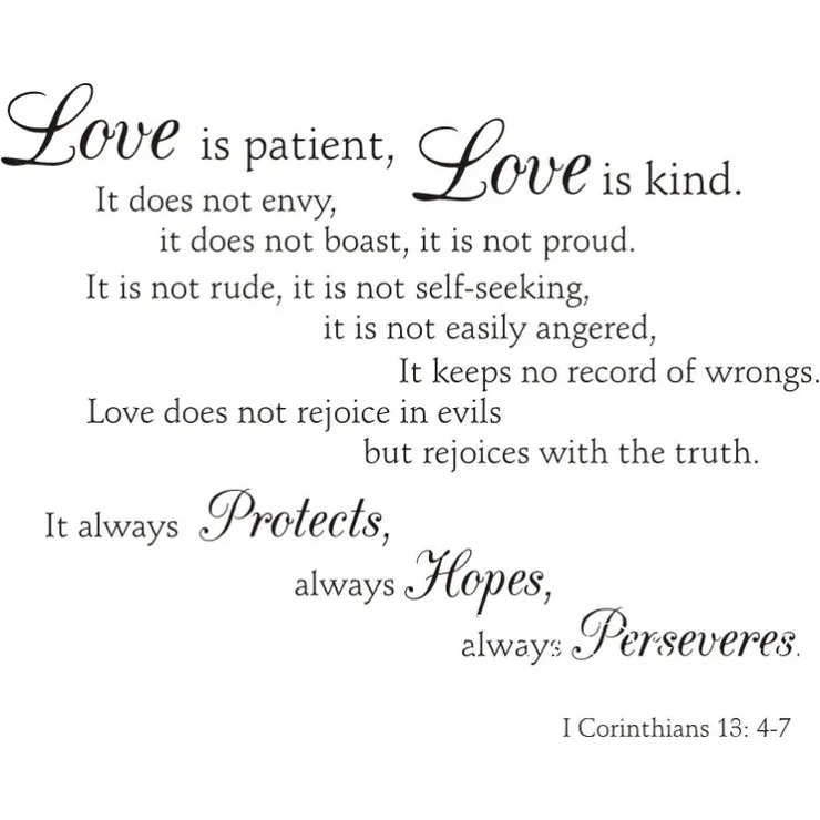 Love Is Patient Kind... I Corinthians 13: 4-7