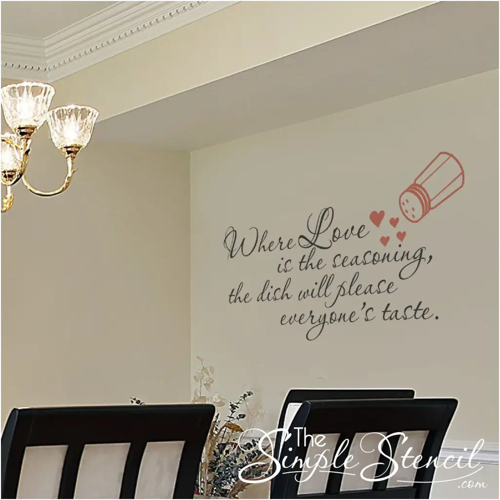 This informal wall decal design may be a little too informal for this elegant dining room but the message works anywhere! 