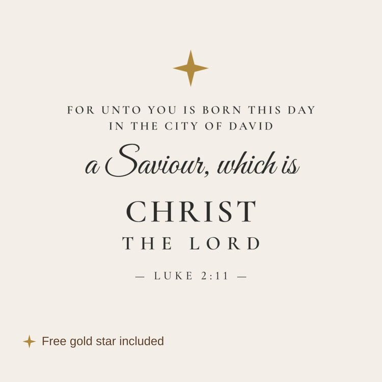 Luke 2:11 wall decal lettering in charcoal with the free gold star included with every order