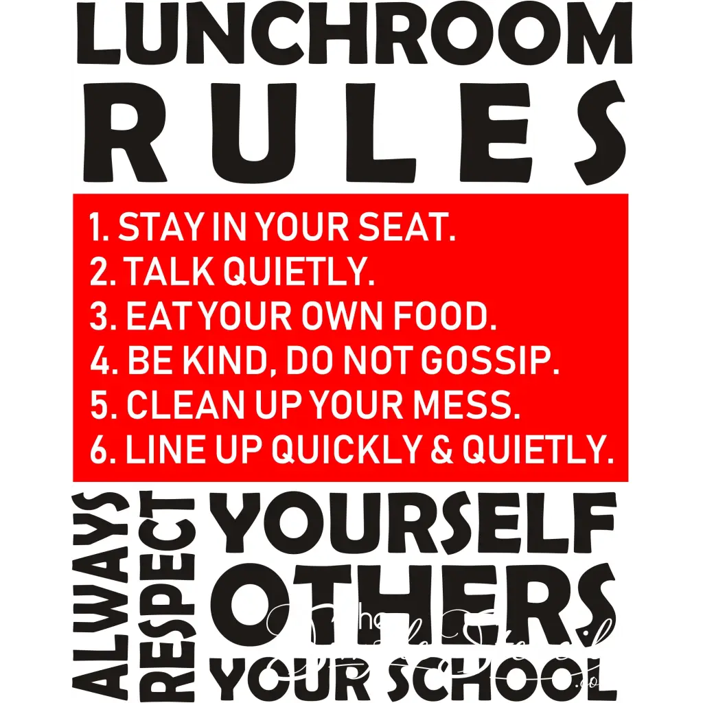 Lunch Room Rules - Wall Decal Sign For School Cafeteria