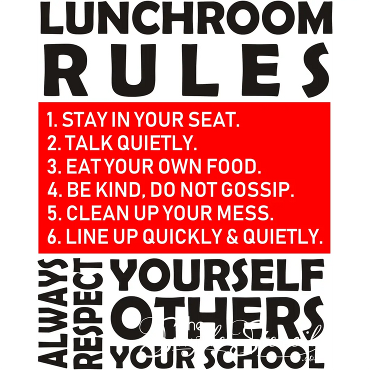 Lunch Room Rules - Wall Decal Sign For School Cafeteria