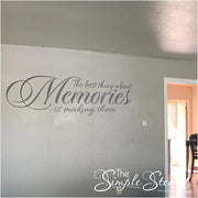 The best thing about memories is making them. - customer supplied picture of this removable decal applied to game room wall where family gathers to make memories!