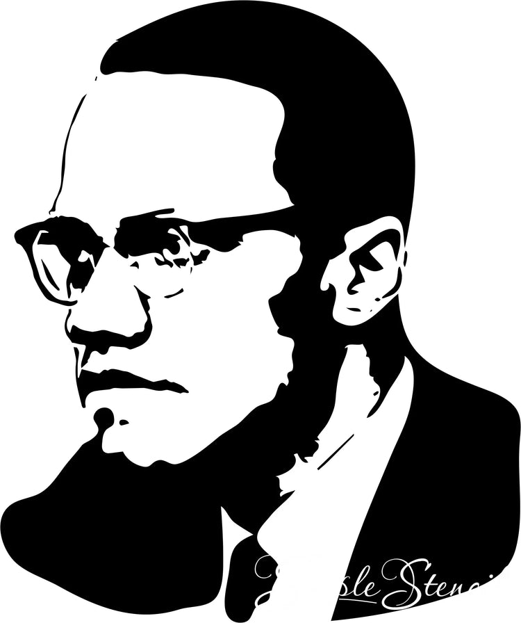 Large Malcolm X vinyl wall decal - Silhouette of Malcolm X for an easy display in school history classrooms or during black history month events. 