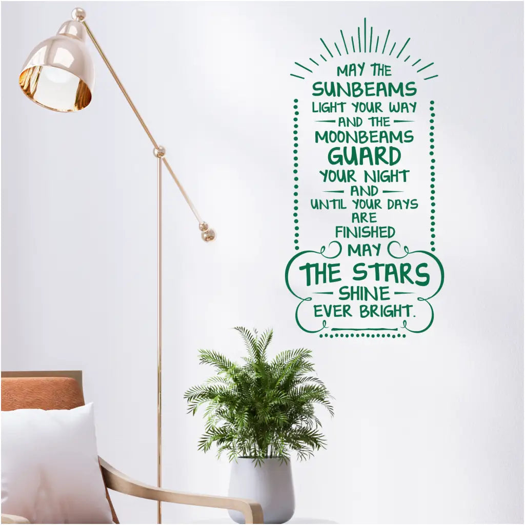 May The Sunbeams Light Your Way | Irish Blessing Wall Quote Decal