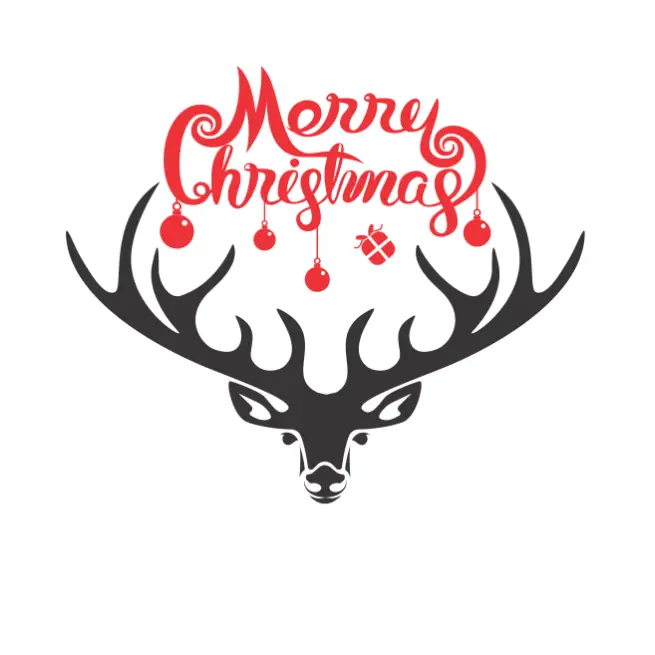 Merry Christmas With Deer Rack Country Christmas Wall & Window Decal