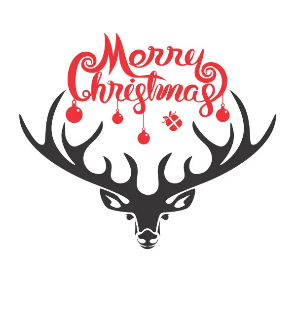 Merry Christmas With Deer Rack | Country Wall & Window Decals Stickers